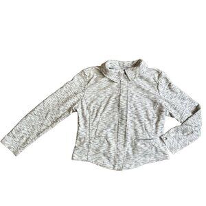 CAbi‎ Womans Jacket Medium The Clock Black Zip Mandarin Collar L Gray Heathered